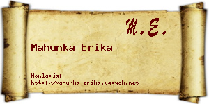 Mahunka Erika névjegykártya